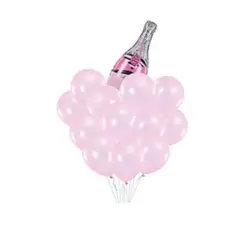 GENERICO - Set de globos botella de vino rosa 13pcs