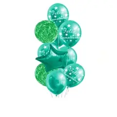 GENERICO - Set de globos latex verde feliz cumpleaños 11pcs