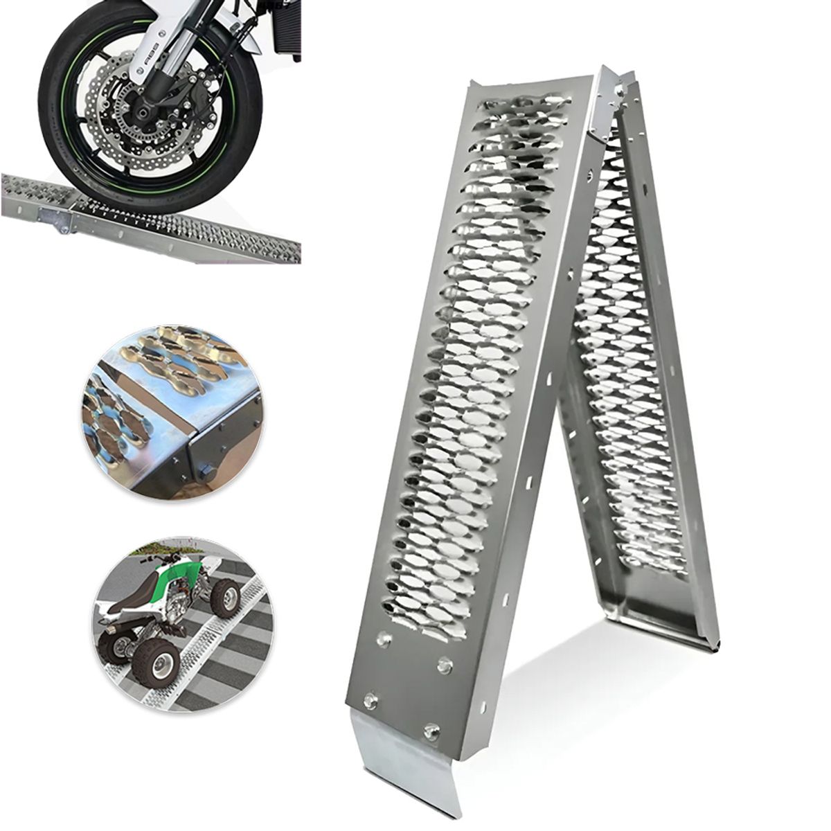 GENERICO - Rampas Para Motocicleta Acero Carga 260kg Plegable Engrosado