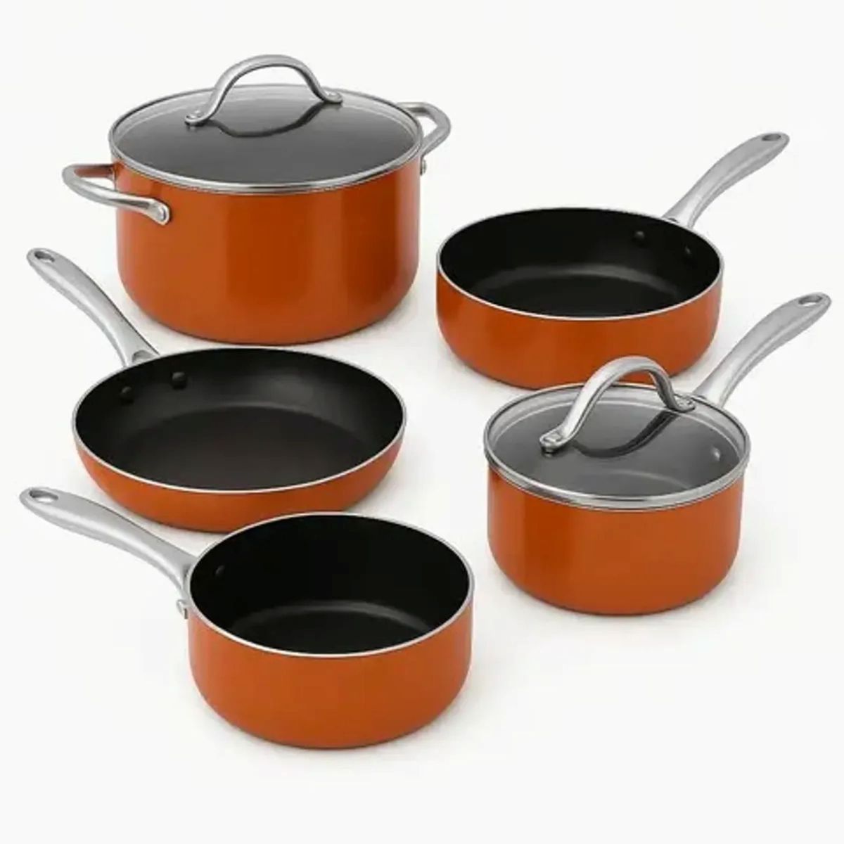 MOVI - Batería de Cocina 11 Piezas Aluminio Forjado Antiadherente Inducción Rojo
