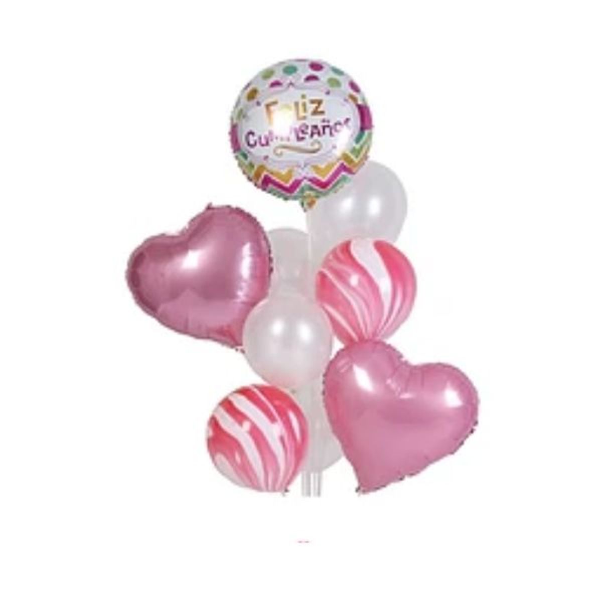 GENERICO - Set de globos de cumpleaños color rosa 9pcs