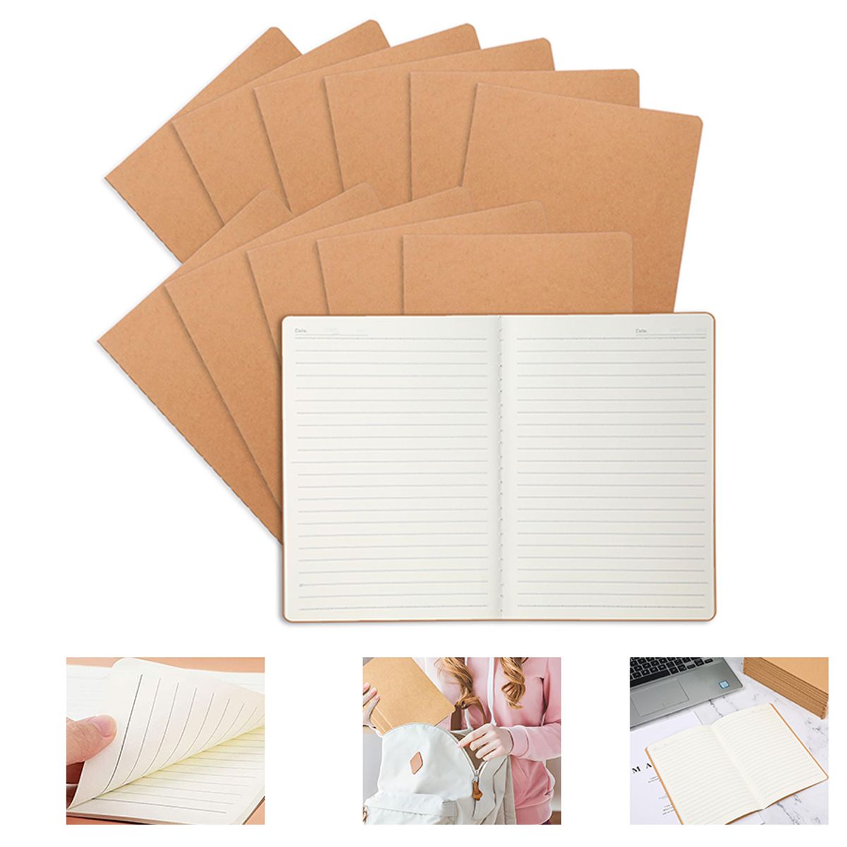 GENERICO - Cuadernos De Diario Con Rayado Papel Bloc Estudiar 20 Pack