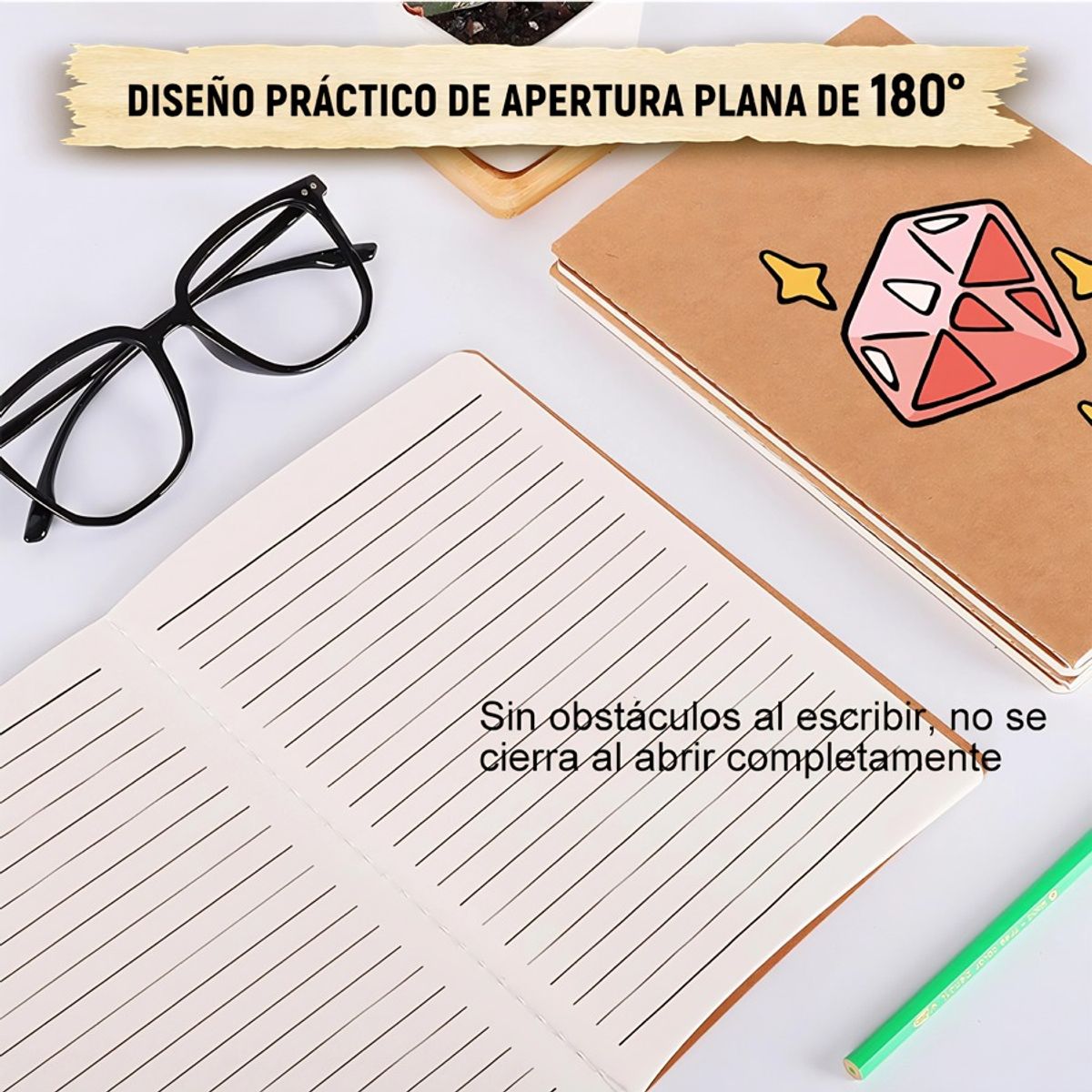 GENERICO - Cuadernos De Diario Con Rayado Papel Bloc Estudiar 20 Pack