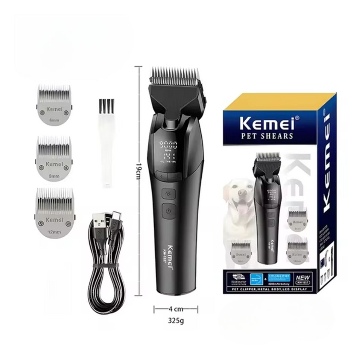 KEMEI - Máquina Cortapelo de Mascota Perro Gato KEMEI KM1857 9000 RPM