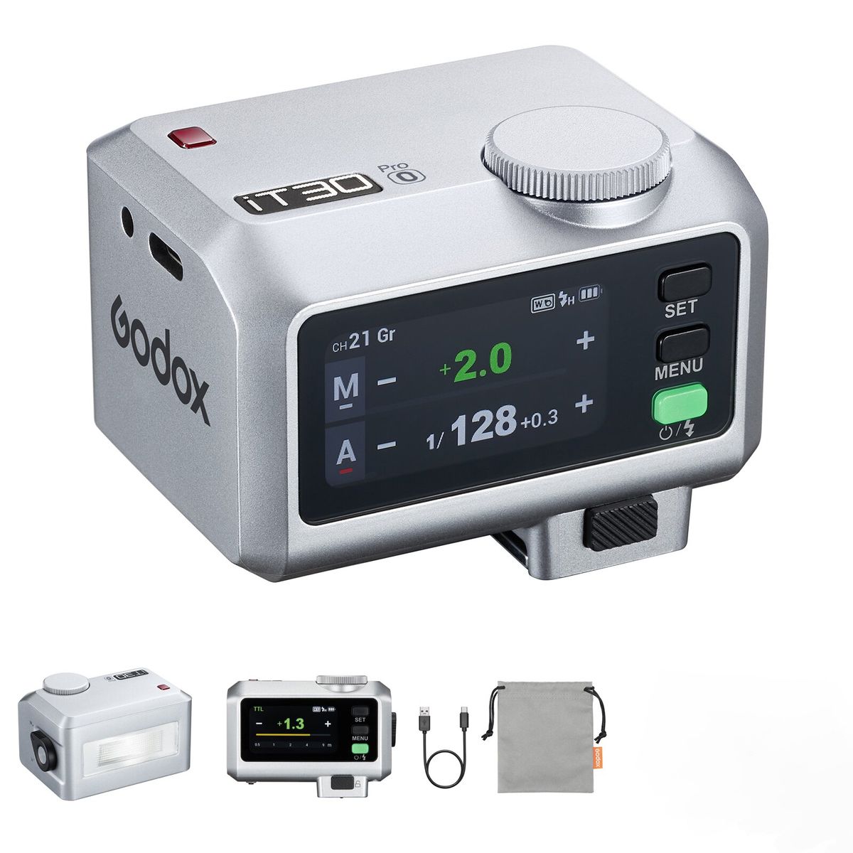 GODOX - Flash Godox IT30Pro-O para Olympus TTL HSS 18000s Mini Flash de pantalla táctil - Plata