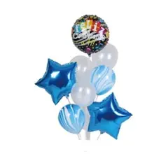 GENERICO - Set de globos de cumpleaños azul y blanco 9pcs