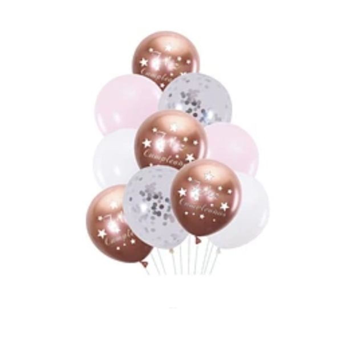 GENERICO - Set de globos feliz cumpleaños oro rosa 10pcs