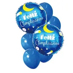 GENERICO - Set de globos feliz cumpleaños azul 7pcs