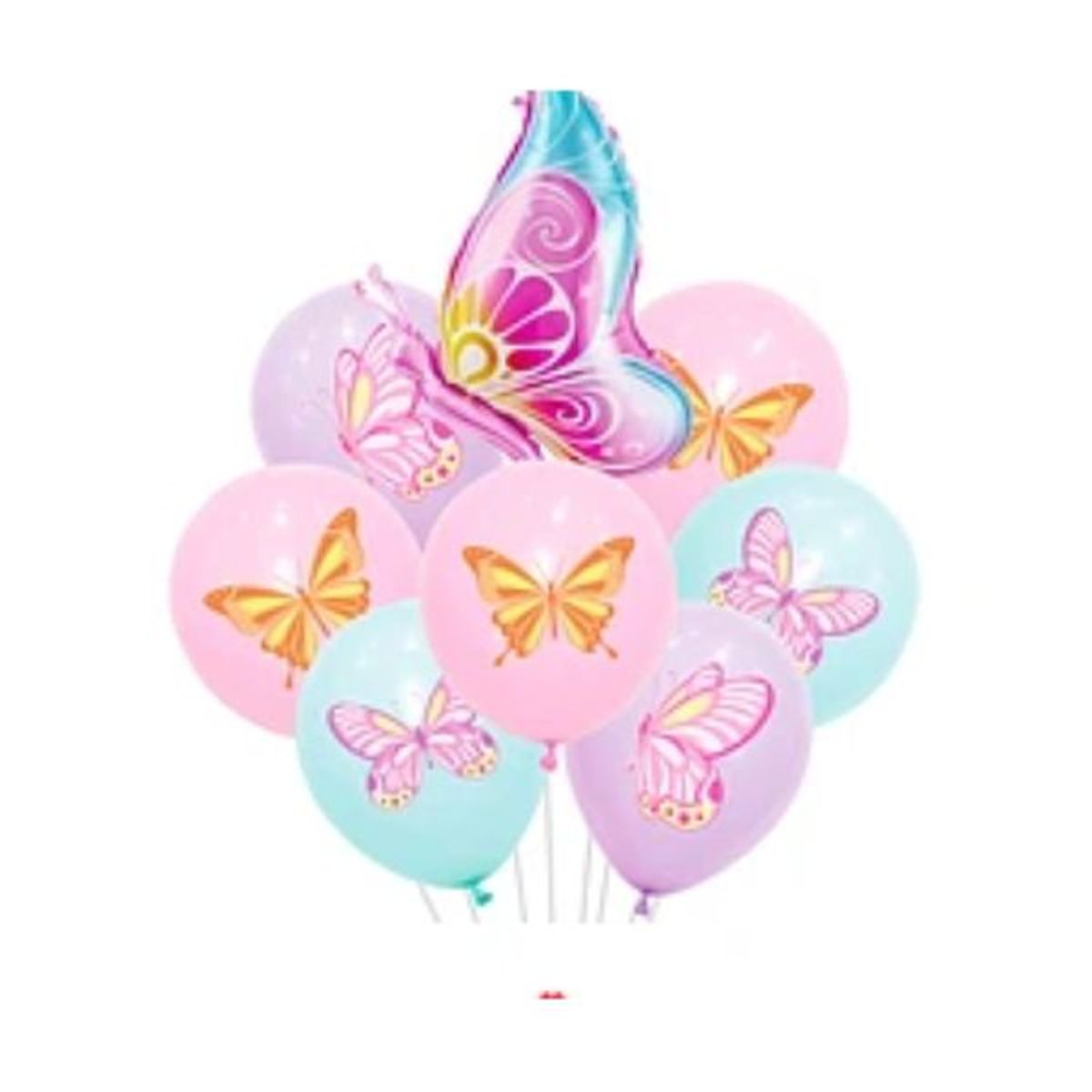 GENERICO - Set de globos latex mariposa 9pcs