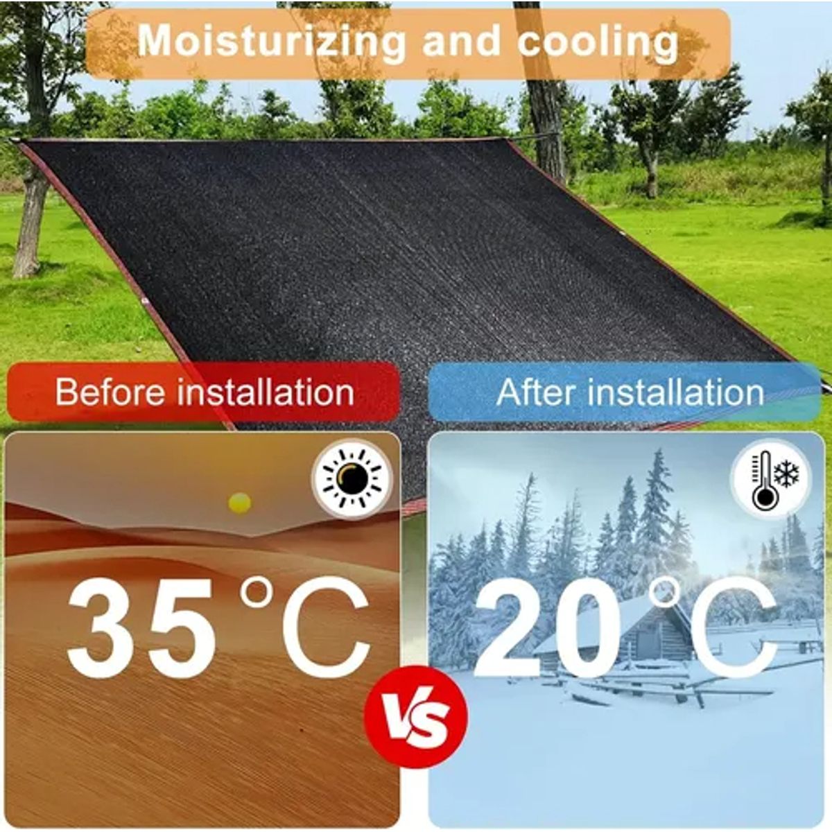 EVERSO - Toldo Vela Sombra 5mx8m De Malla Rectangular Para Jardin