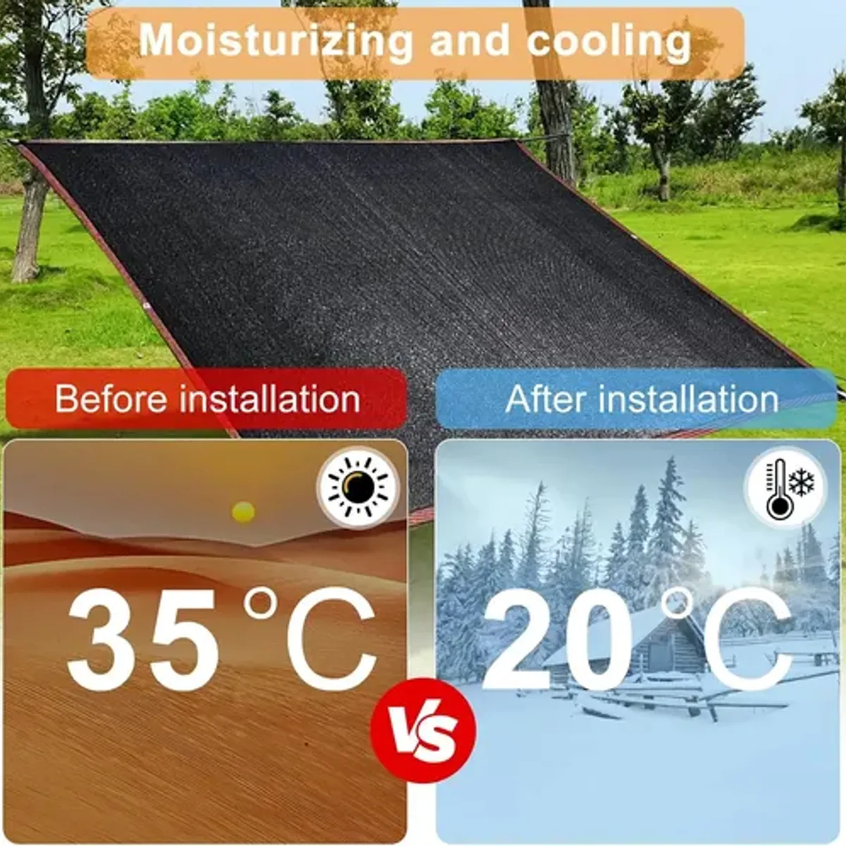 EVERSO - Toldo Vela Sombra 5mx8m De Malla Rectangular Para Jardin