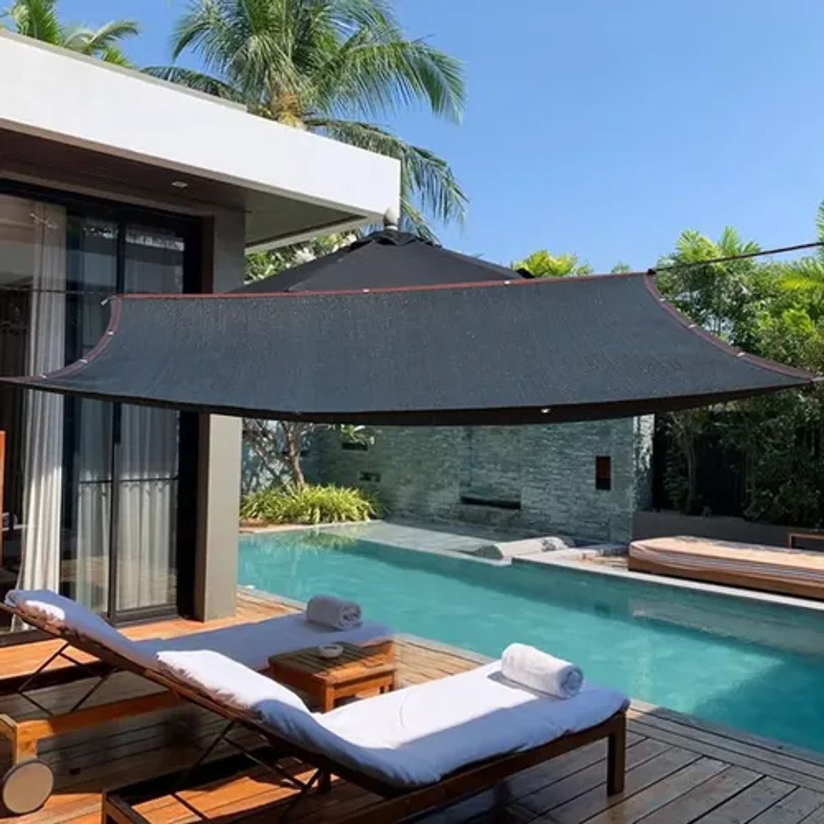 EVERSO - Toldo Vela Sombra 5mx8m De Malla Rectangular Para Jardin
