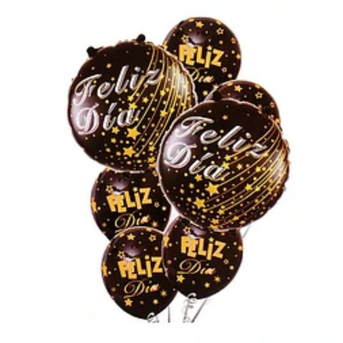 GENERICO - Set de Globos feliz día Negro 7pcs