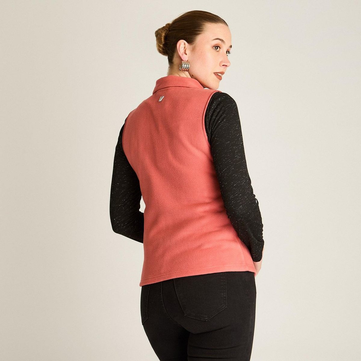 LORENZO DI PONTTI - Polerón Polar Rosado Sin Mangas Diseño Quilted a Tono