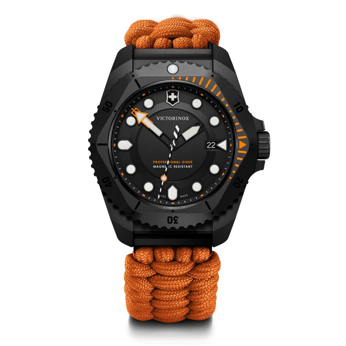 VICTORINOX - Reloj Dive Pro negro correa paracord naranjo Victorinox