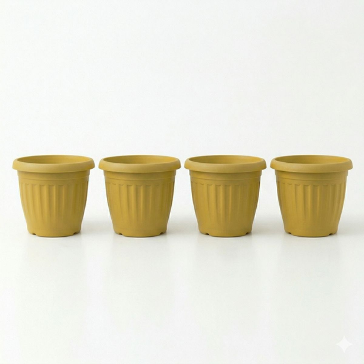 GENERICO - Pack 4 Maceteros Plástico Redondo Amarillo 35 cm