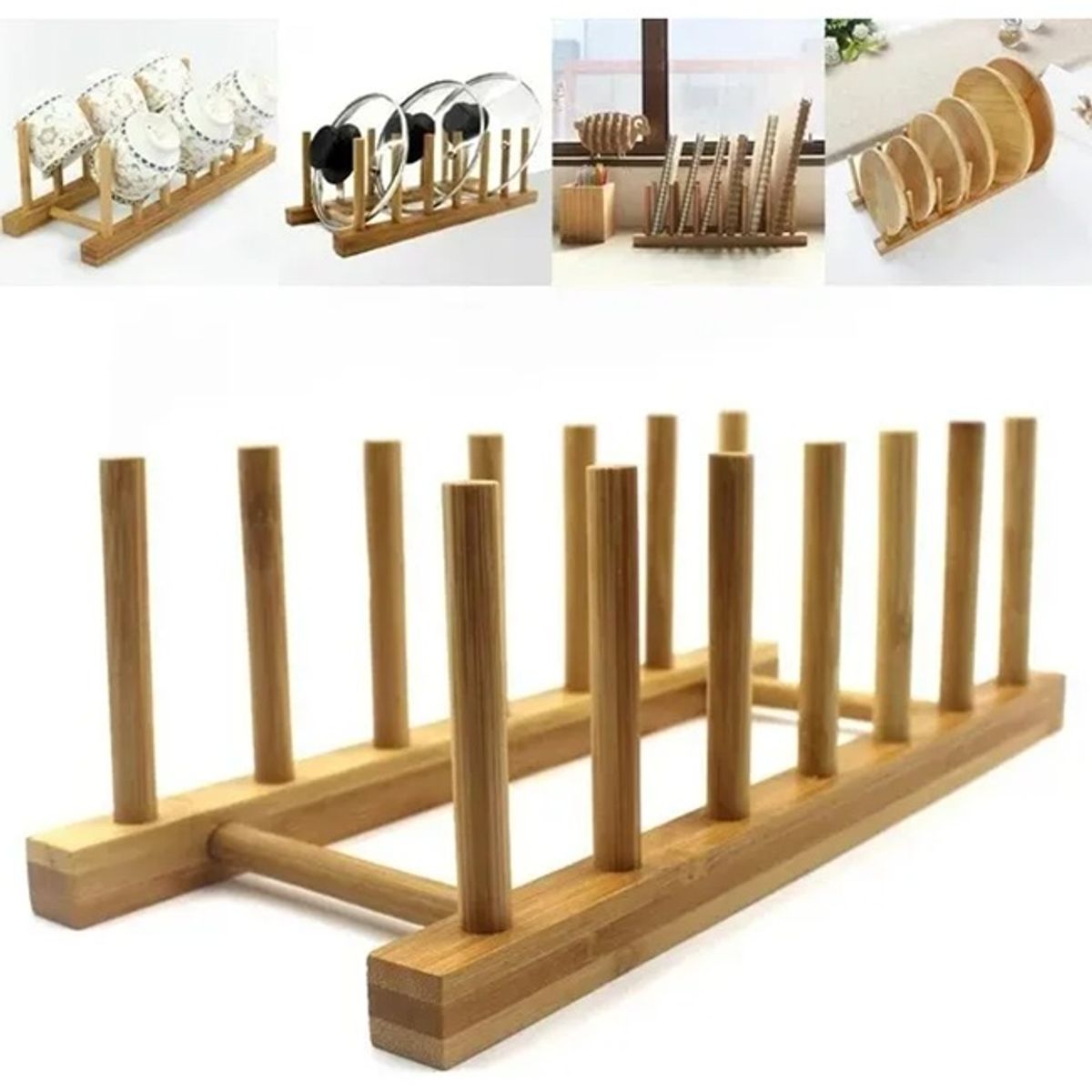 GENERICO - Organizador De Bambú Multiuso Porta Platos