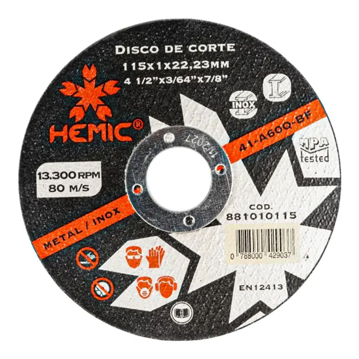 GEN - DISCO DE CORTE 4,5 PULGADAS 115X1X22,23mm HEMIC