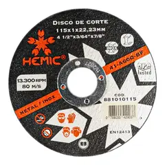 GEN - DISCO DE CORTE 4,5 PULGADAS 115X1X22,23mm HEMIC