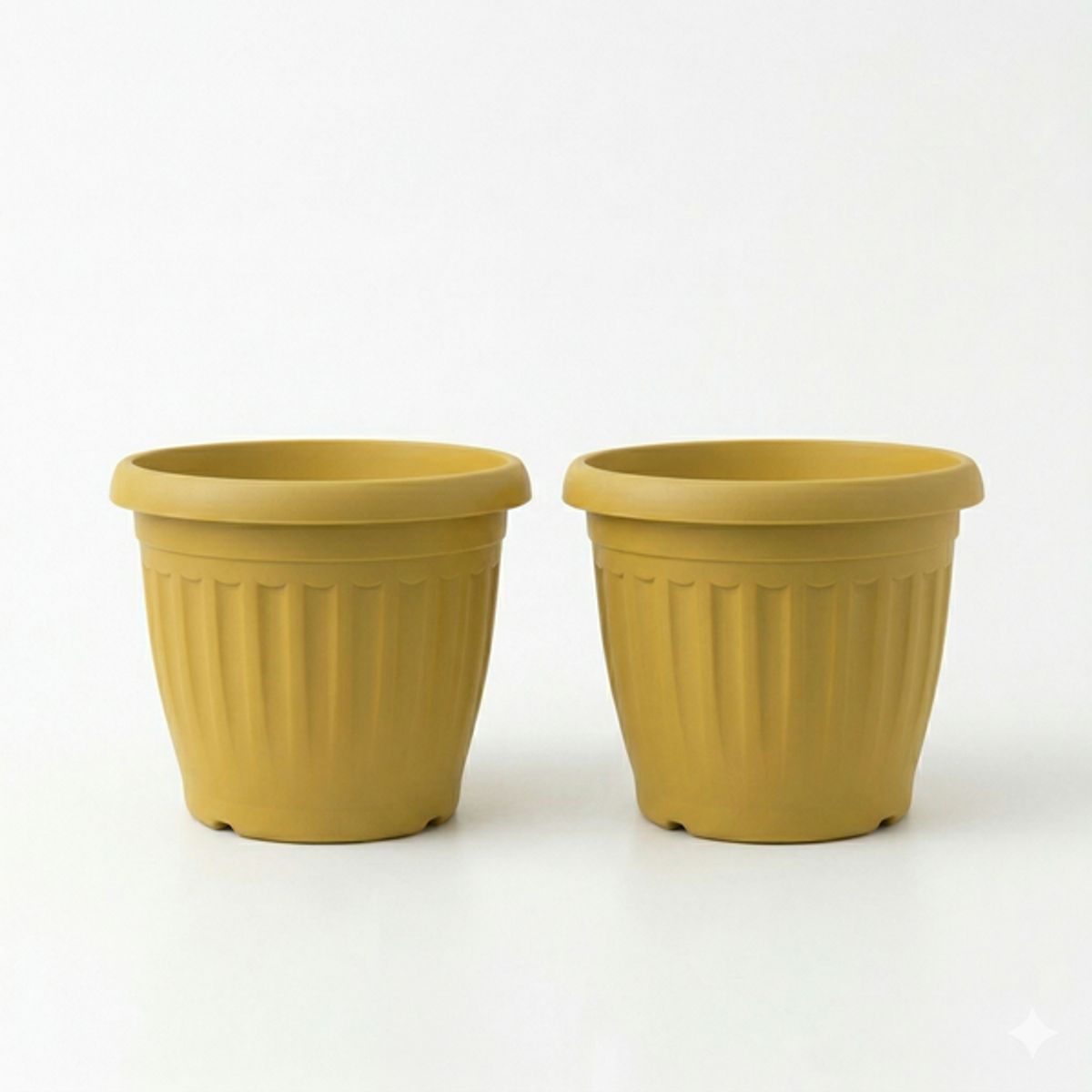 GENERICO - Pack 2 Maceteros Plástico Redondo Amarillo 42 cm.