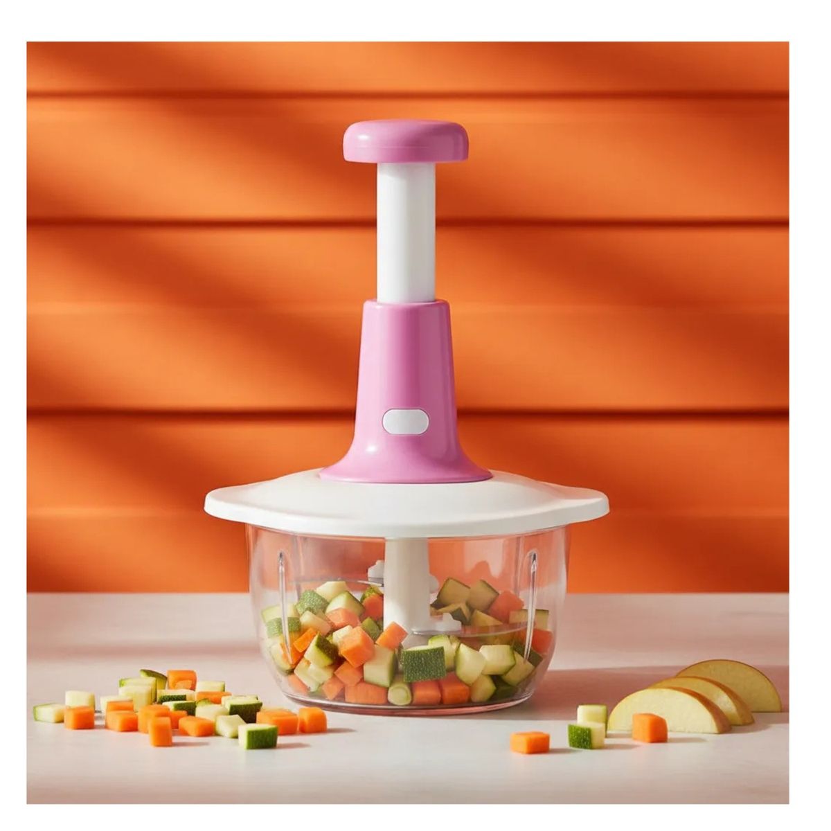 GENERICO - Picador De Verduras Manual Cortador Multifuncional 2 Litros Color Rosa