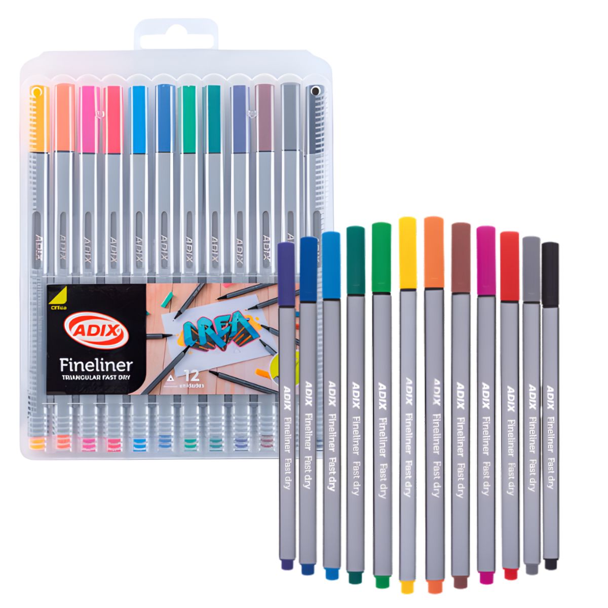ADIX - Lápices Tiralíneas Fineliner Colores 0.4 Mm Set De 12