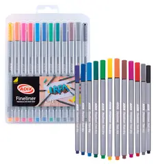 ADIX - Lápices Tiralíneas Fineliner Colores 0.4 Mm Set De 12