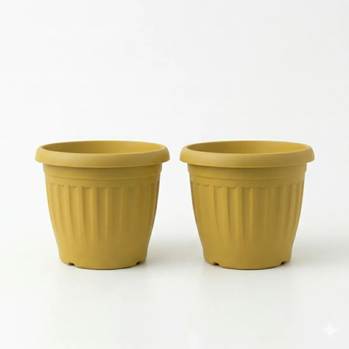 GENERICO - Pack 2 Maceteros Plástico Redondo Amarillo 50 cm