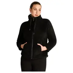 LORENZO DI PONTTI - Polerón Coral Fleece Mujer Full Zipper Efecto Piel Negro
