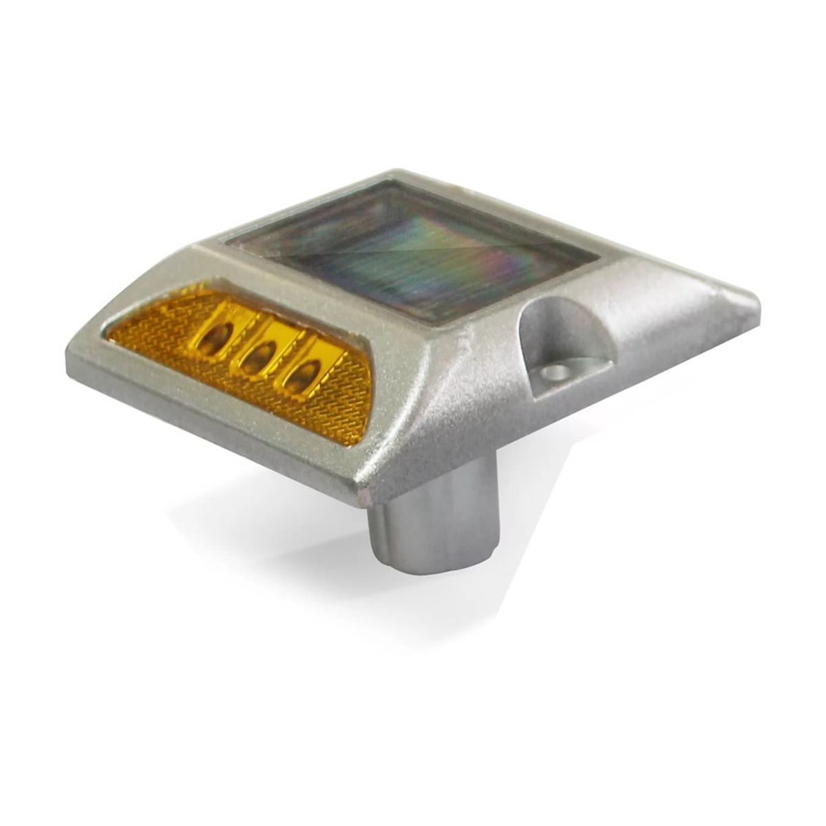 QRUBBER - Tacha solar 132x122x74mm doble led amarillo QRubber