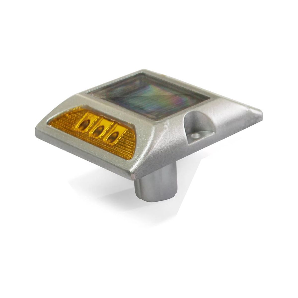 QRUBBER - Tacha solar 132x122x74mm doble led amarillo QRubber