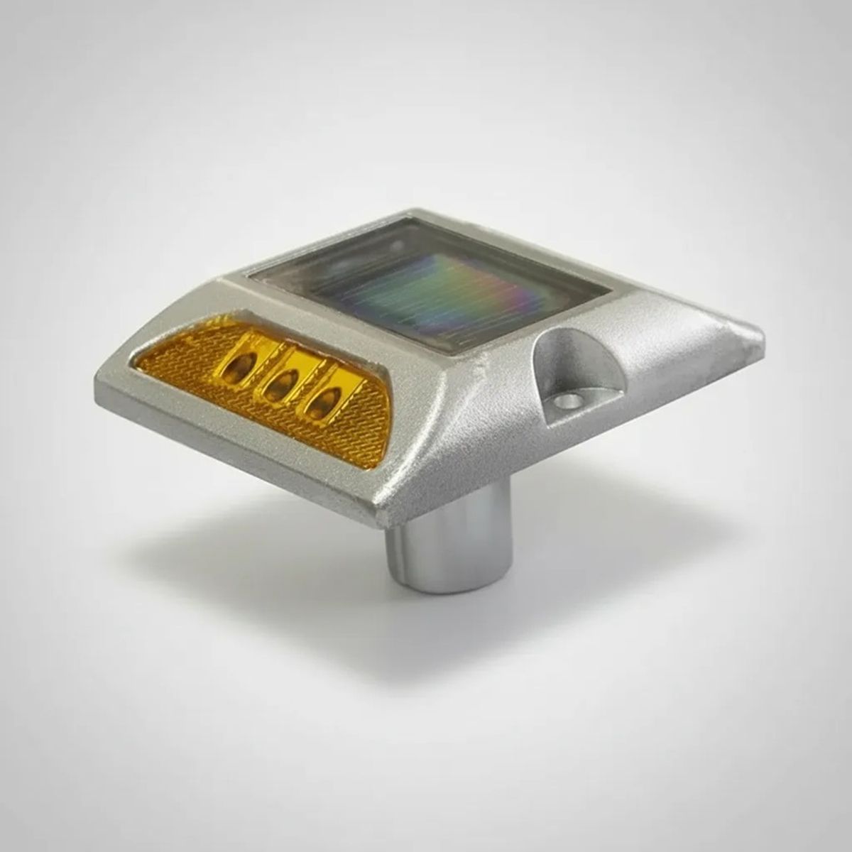 QRUBBER - Tacha solar 132x122x74mm doble led amarillo QRubber