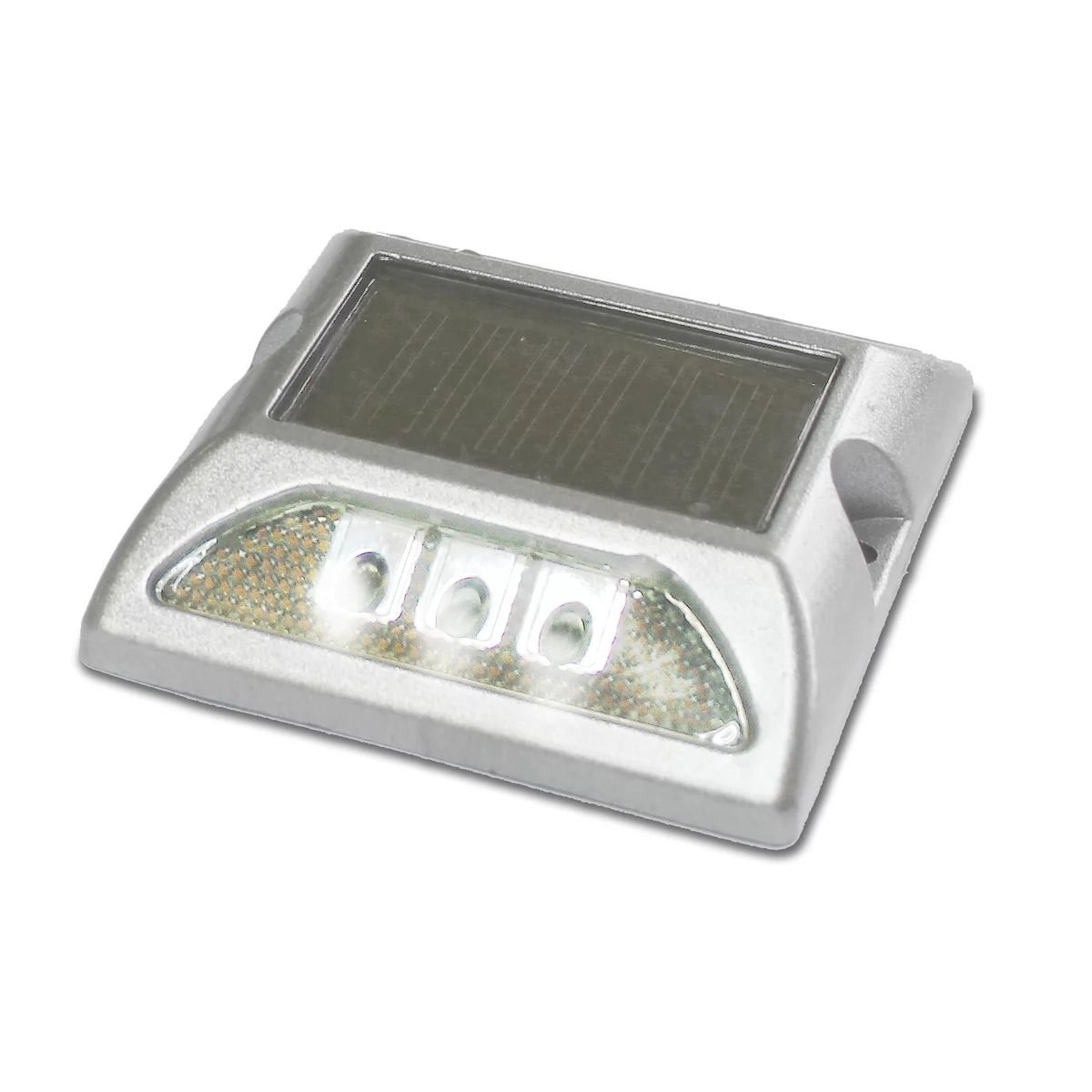 QRUBBER - Tacha solar 132mmx122mmx74 doble led blanco QRubber