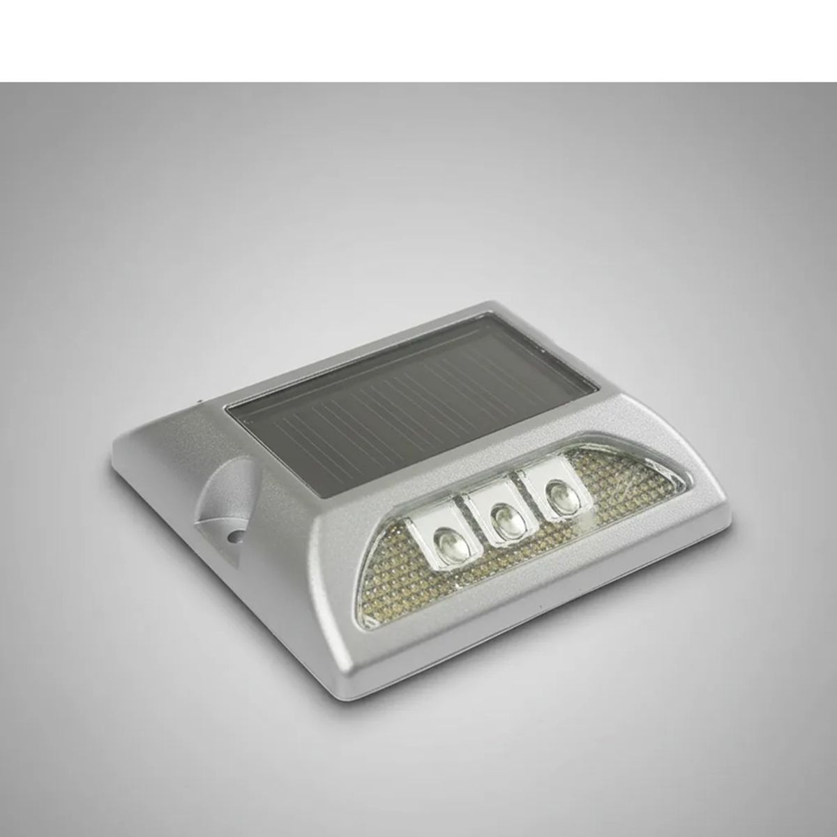 QRUBBER - Tacha solar 132mmx122mmx74 doble led blanco QRubber