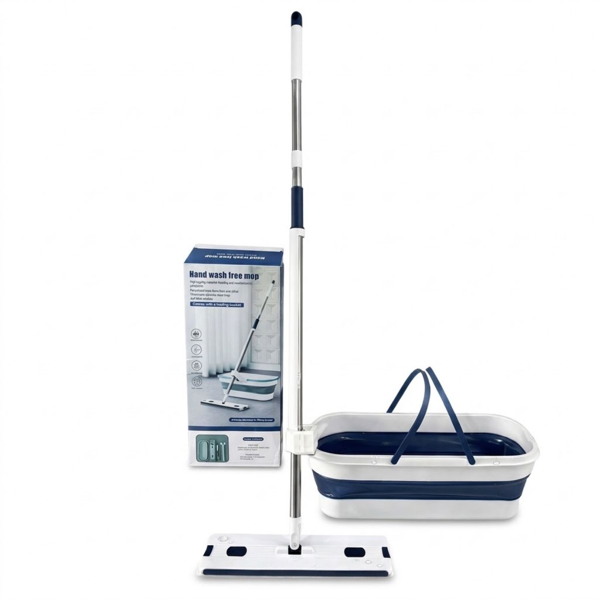GENERICO - Mopa Plana Microfibra Con Balde Plegable Escurridor Incluido