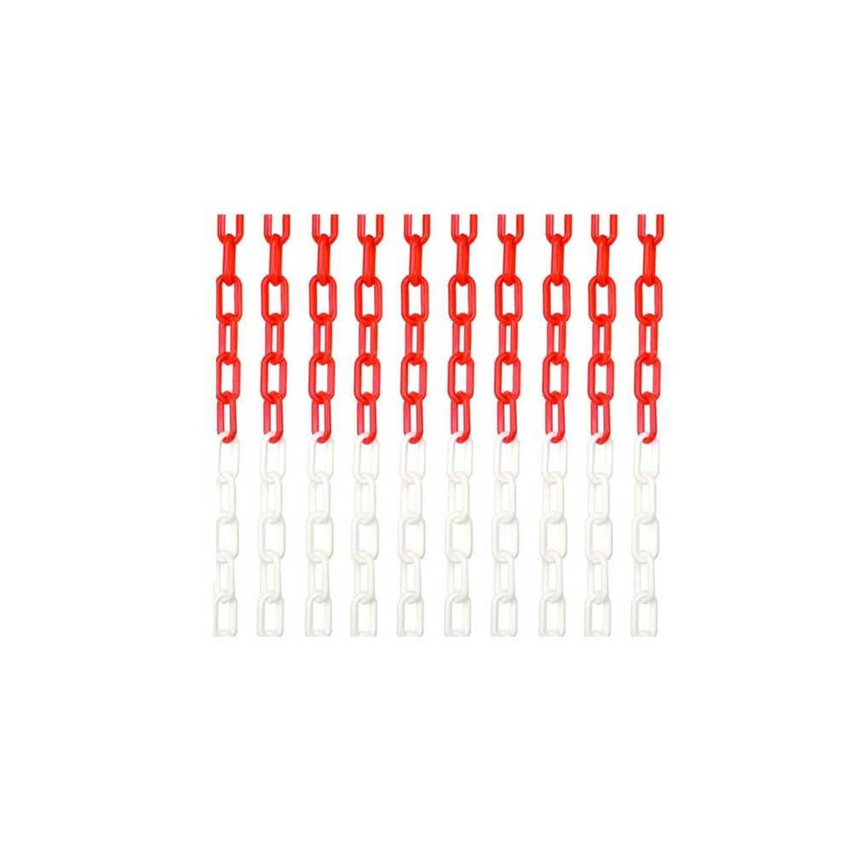 QRUBBER - Cadena plástico 25mtx8mm rojo/blanco QRubber