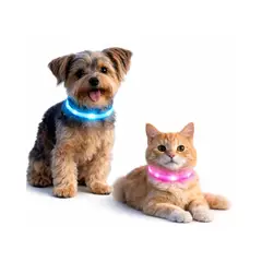 GENERICO - Collar LED Perro USB Recargable 39 cm 3-12 kg - Rosa