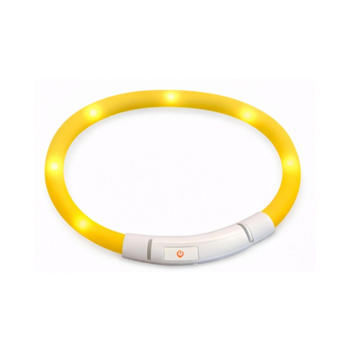 GENERICO - Collar LED Perro USB Recargable 39 cm 3-12 kg - Amarillo