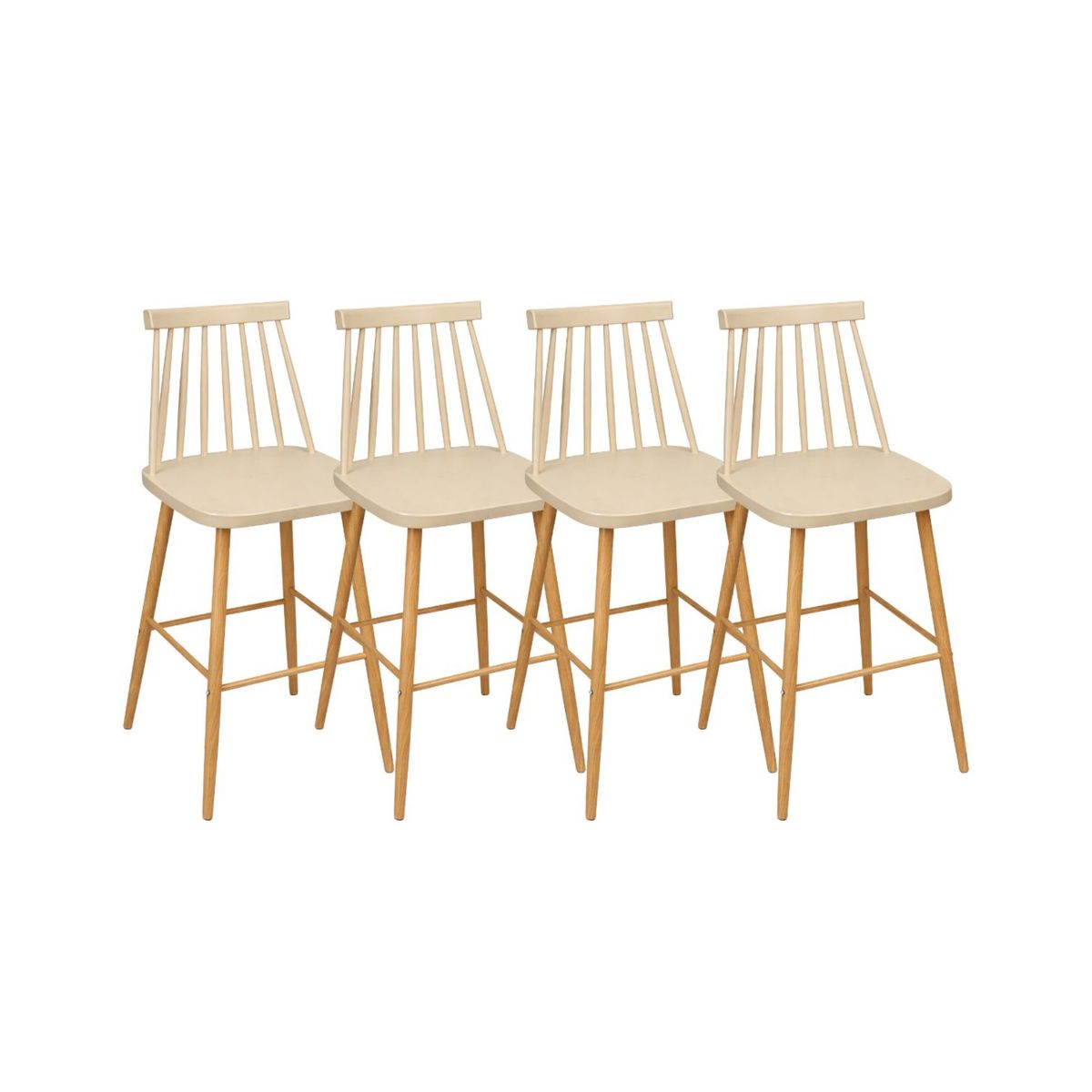 HABITA2 CHILE - Pack 4 Taburetes de Bar 65 cm Royal Estilo Nórdico