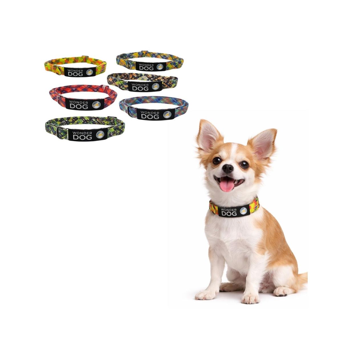 GENERICO - Collar Perro Nylon Ajustable XS 25-35 cm Wonder Dog - Amarillo