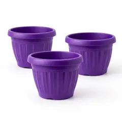 GENERICO - Pack 3 Maceteros Plástico Redondo Lila 8 cm