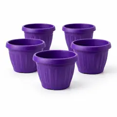 GENERICO - Pack 5 Maceteros Plástico Redondo Lila 8 cm