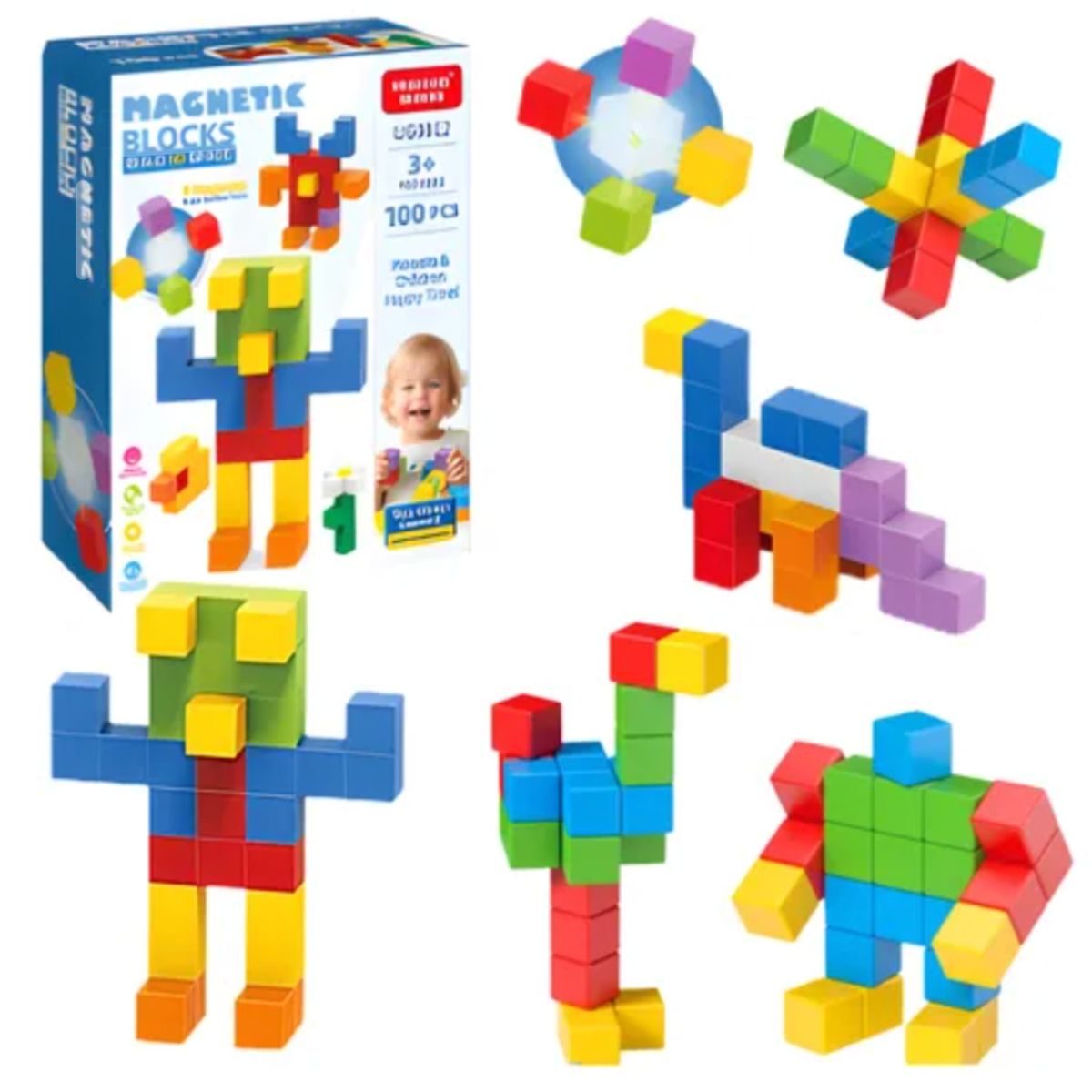 GENERICO - Juego De Bloques De Construcción Magnéticos 3d 100 Piezas
