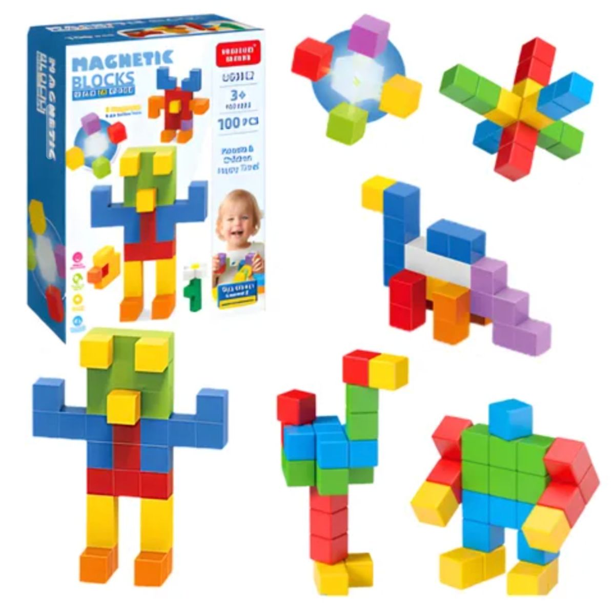 GENERICO - Juego De Bloques De Construcción Magnéticos 3d 100 Piezas