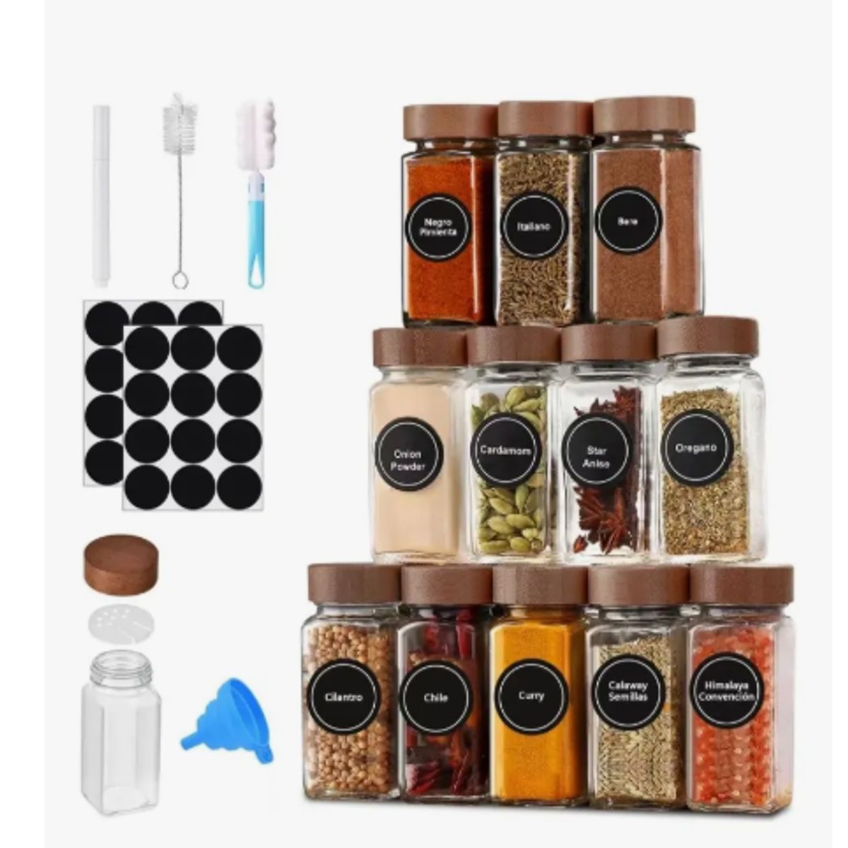 GENERICO - 12 Frascos Especieros De Vidrio 120ml Para Especieros Cocina