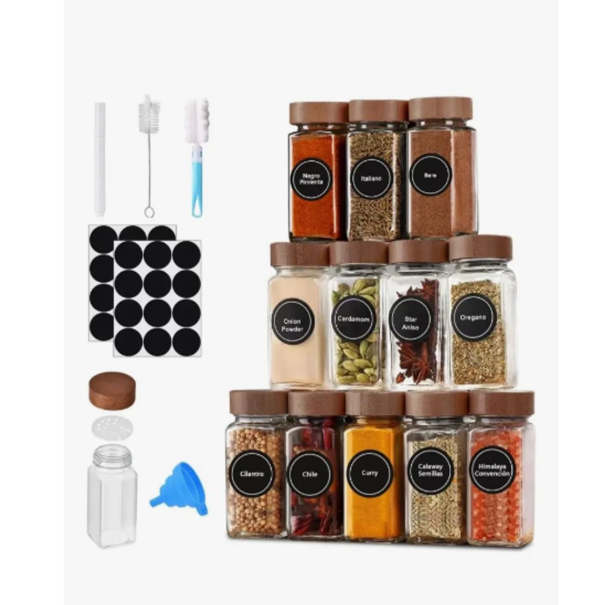 GENERICO - 12 Frascos Especieros De Vidrio 120ml Para Especieros Cocina