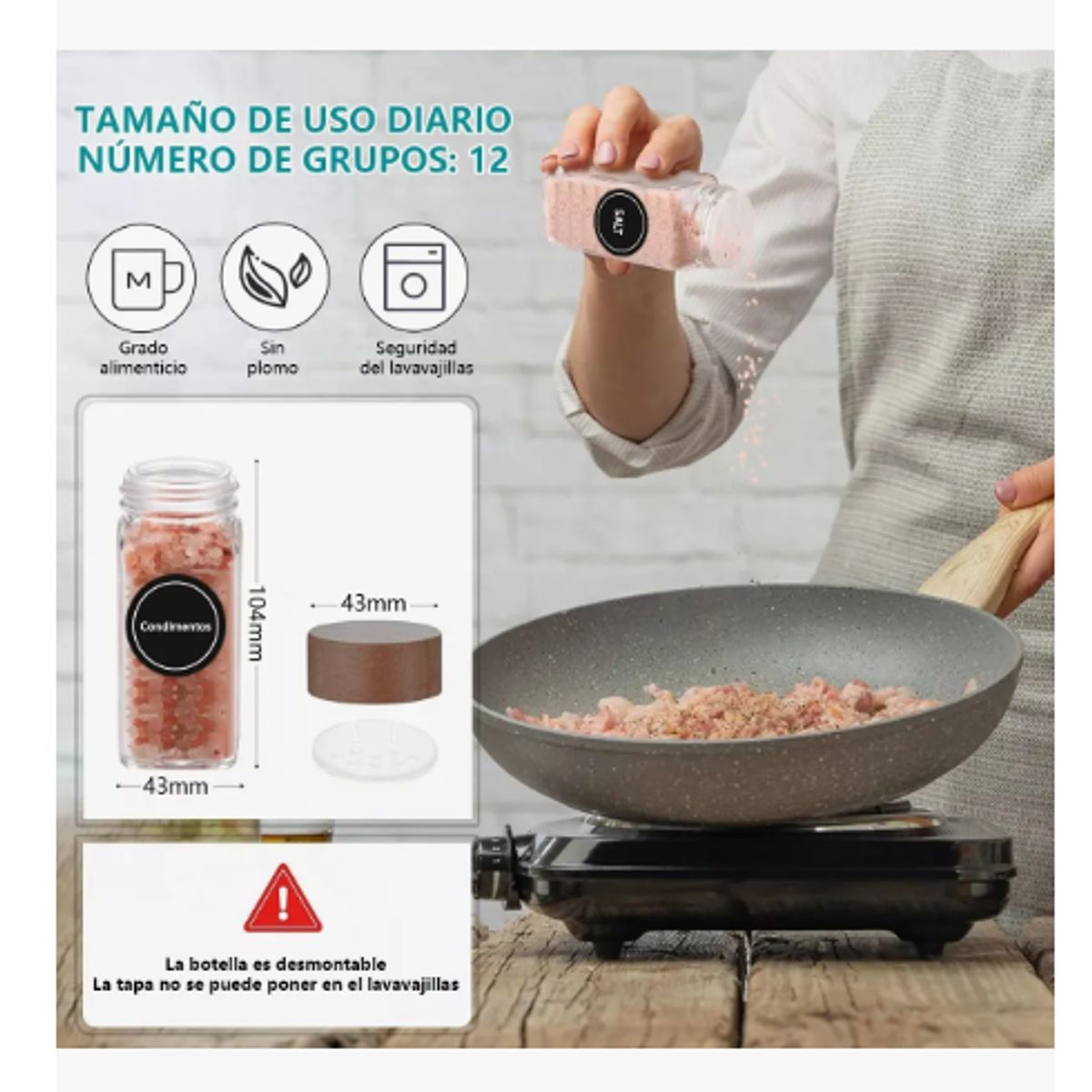 GENERICO - 12 Frascos Especieros De Vidrio 120ml Para Especieros Cocina