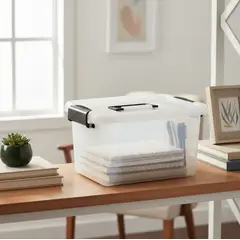 GENERICO - Caja Organizadora Plástica Con Tapa Y Asas De 15l 38x22x28cm