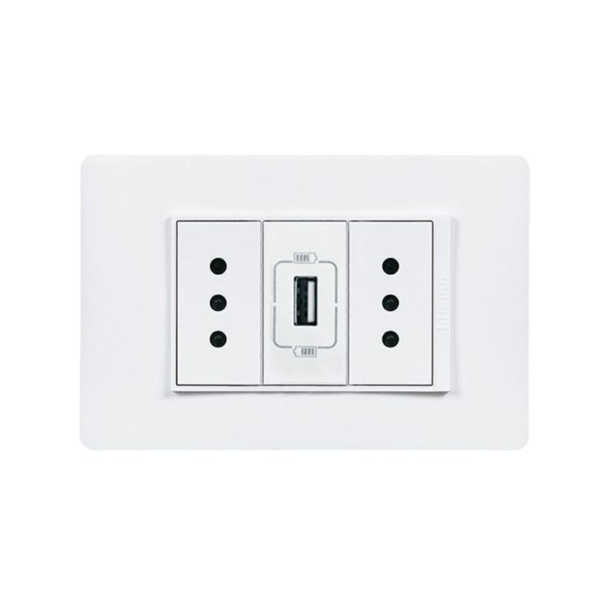 BTICINO - Enchufe Doble Embutido 10a + Cargador Usb Blanco Armado - Bticino