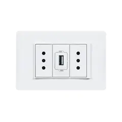 BTICINO - Enchufe Doble Embutido 10a + Cargador Usb Blanco Armado -